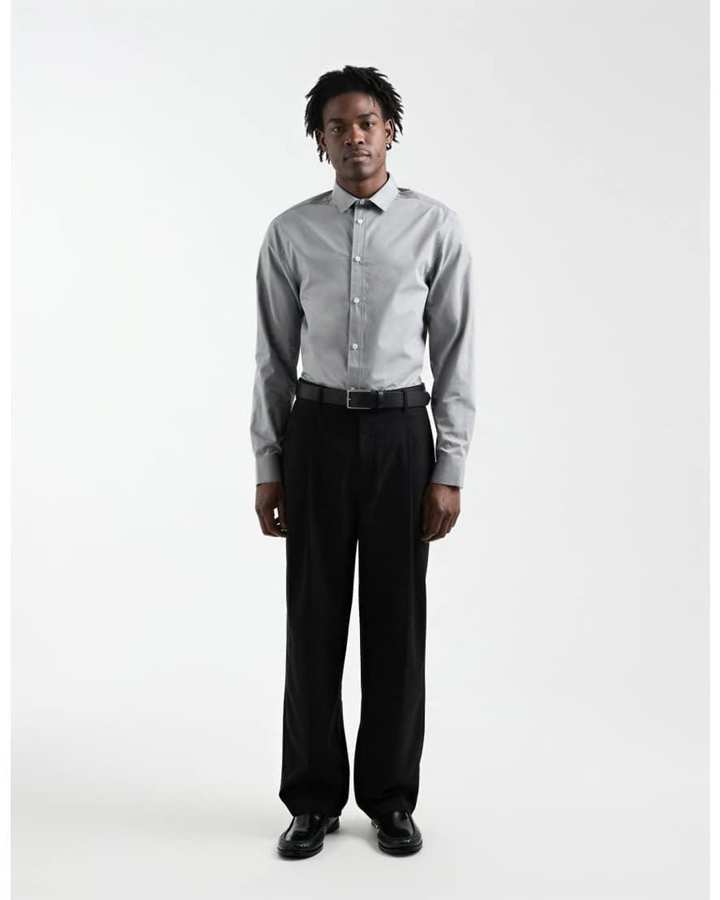 ASOS Gray Regular Fit Smart Poplin Shirt for men