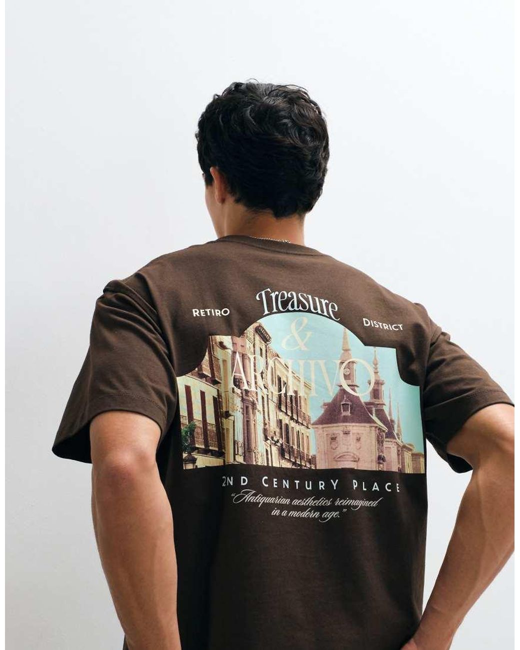 Jack & Jones Gray Retiro District Backprint T-Shirt for men