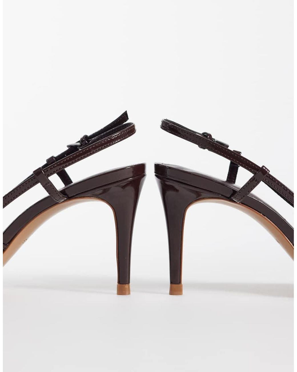 Mango Brown Pointed Heeled Slingbacks With Statement Buckle