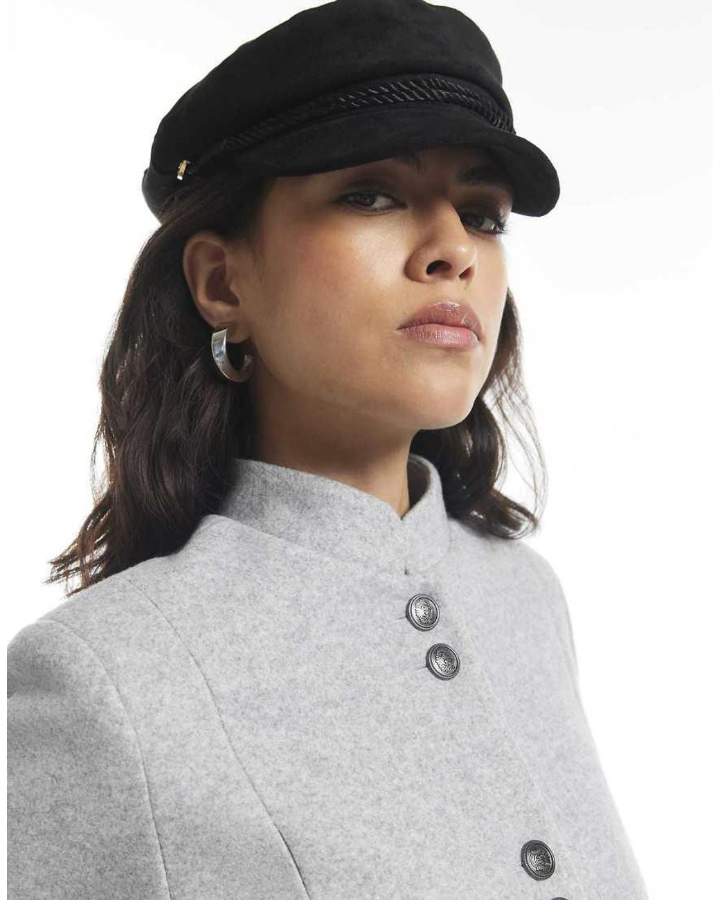 River Island Gray Crest Button Drummer Jacket
