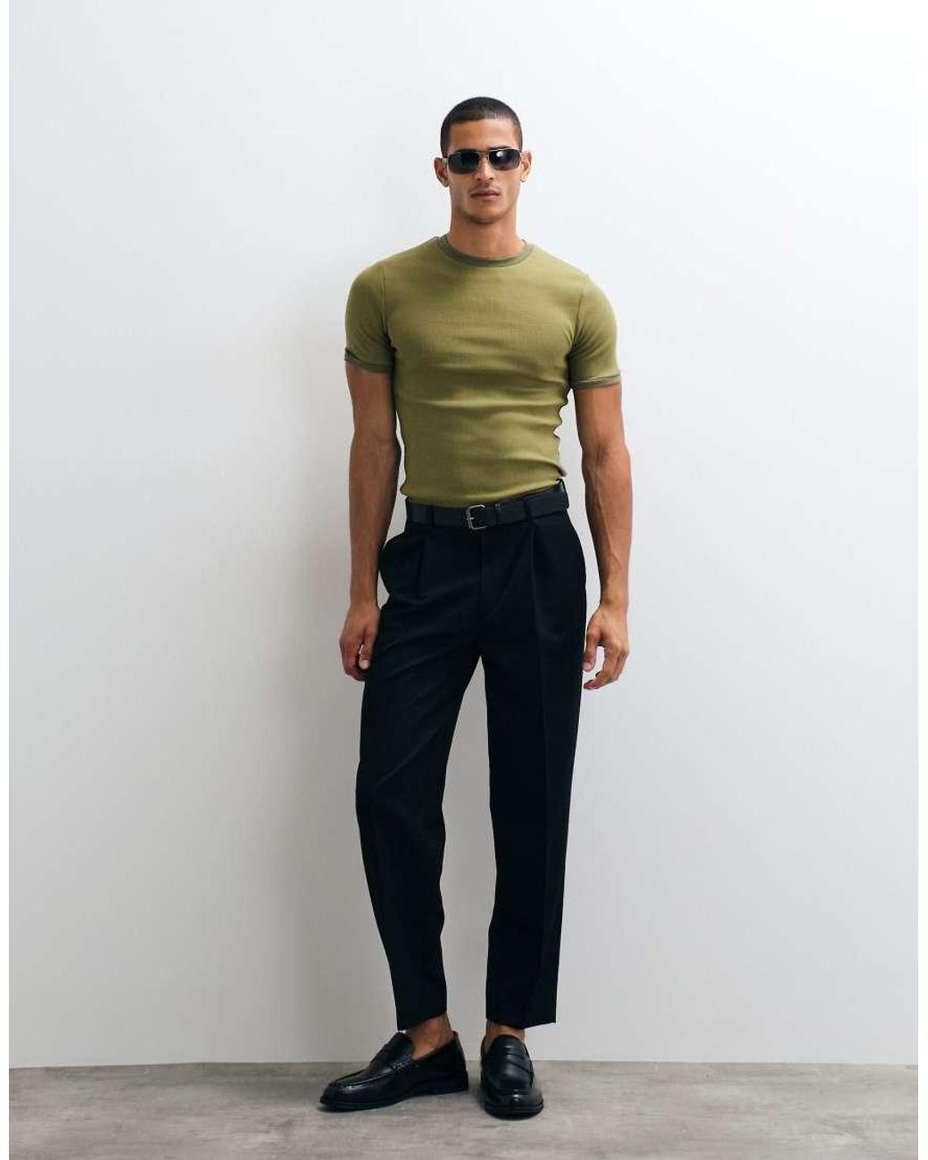 ASOS Green Muscle Fit T-shirt With Ringer Detailing for men