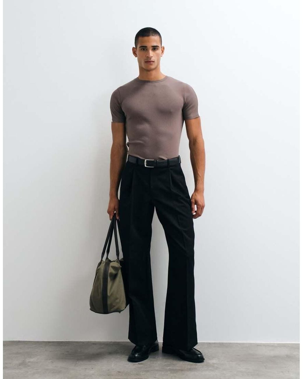 ASOS Brown Muscle Fit Ringer T-Shirt for men