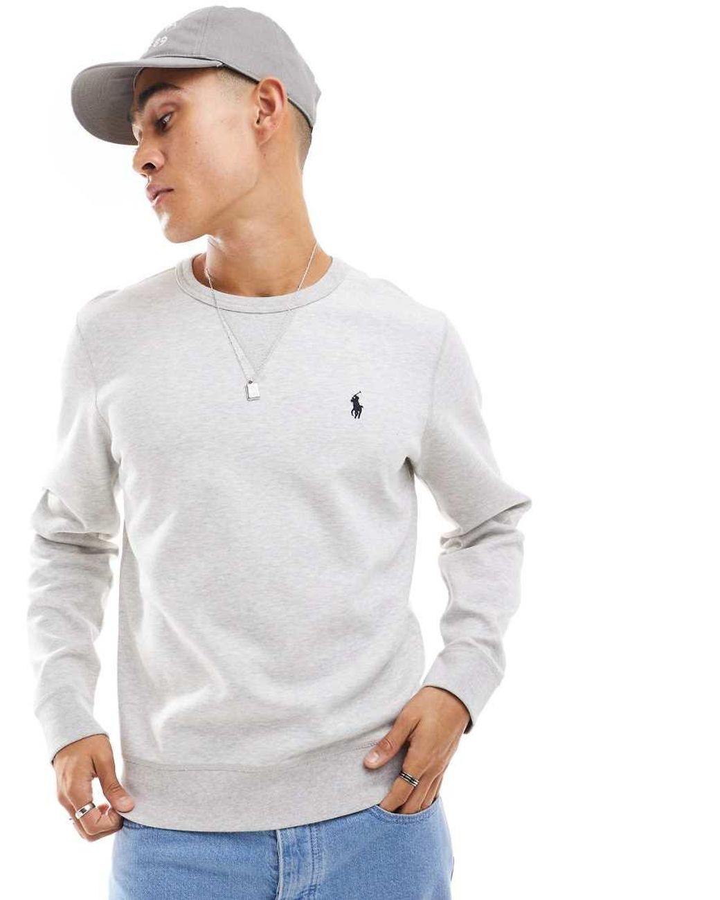 Polo Ralph Lauren Gray Icon Logo Double Knit Sweatshirt for men