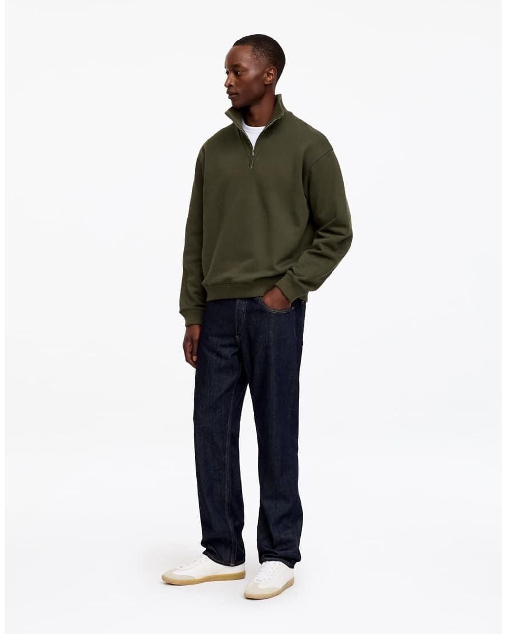 ARKET Green Half Zip Funnel Neck Sweat for men