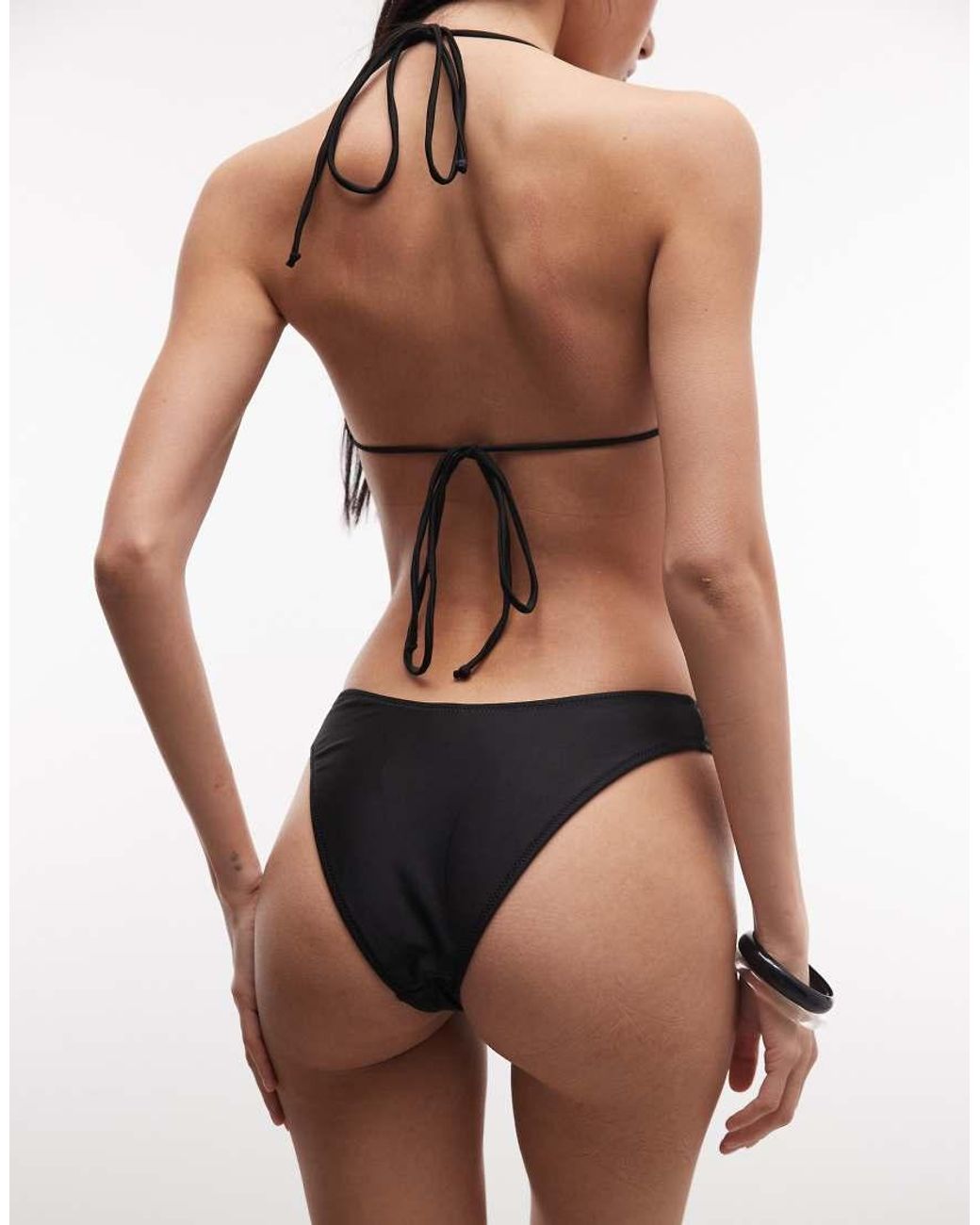 Collusion Black High Leg Bikini Bottoms