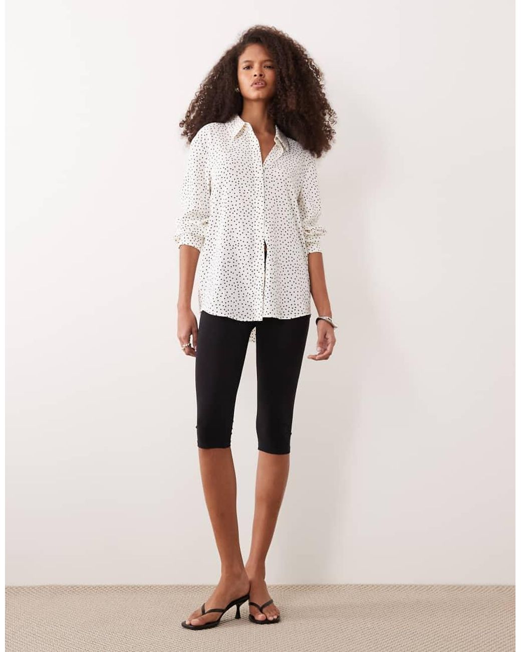 Camicia Classica E Nera A Pois di Mango in White