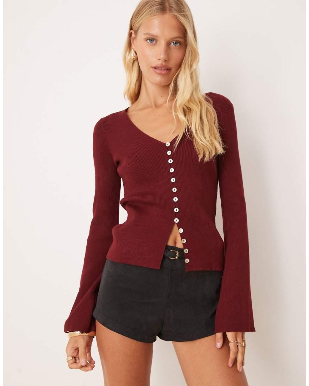 Pretty Lavish Red Fitted Knit Cardigan