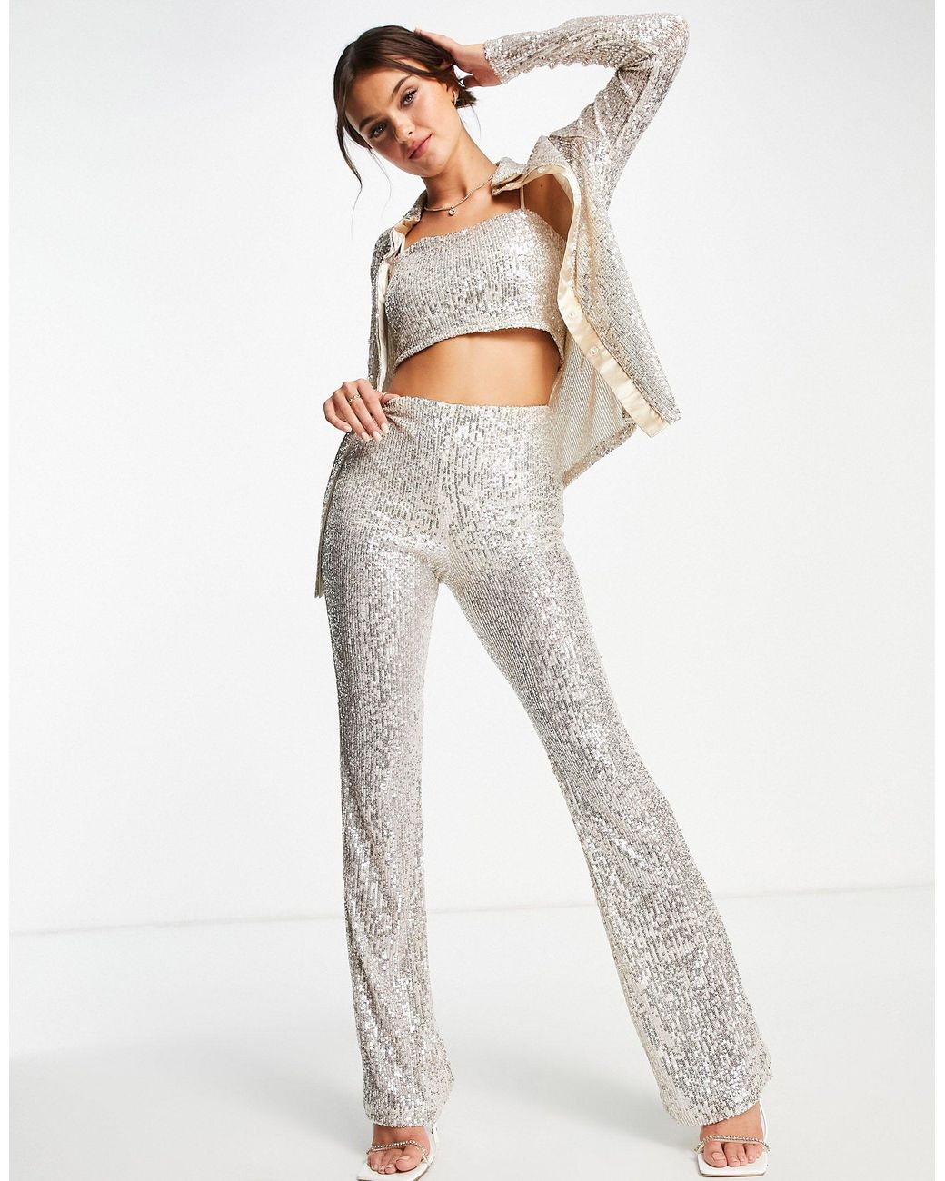 Miss Selfridge Sequin Kickflare Trouser 