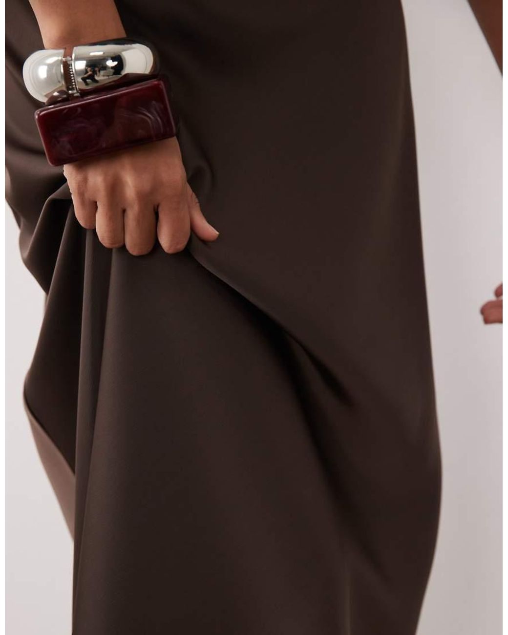 Y.A.S White Satin Midi Skirt