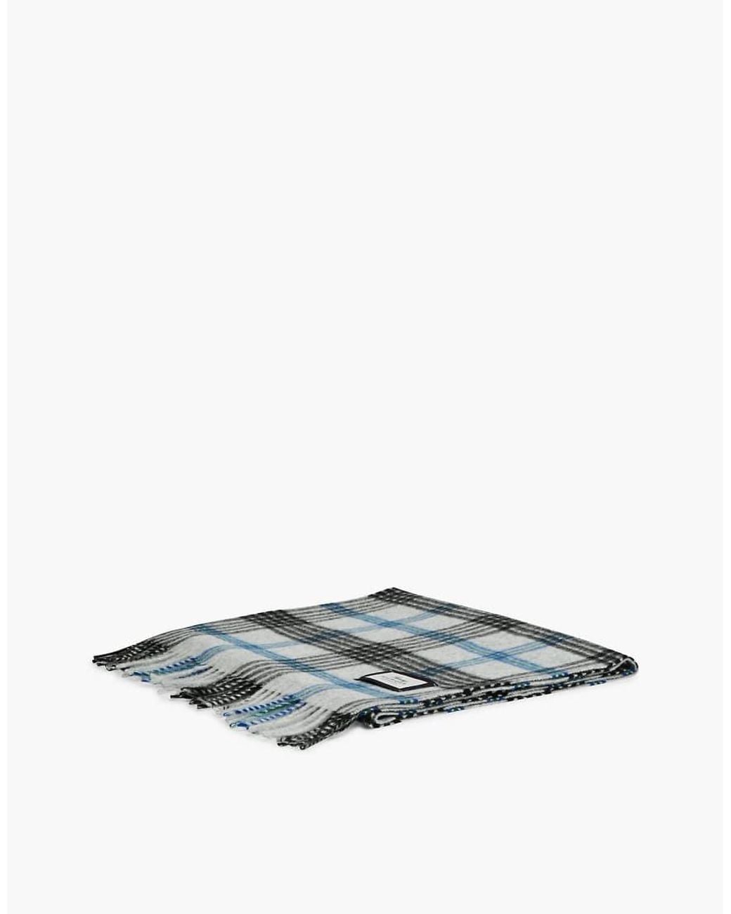 Tommy Hilfiger Gray Pure Wool Jacquard Check Scarf for men