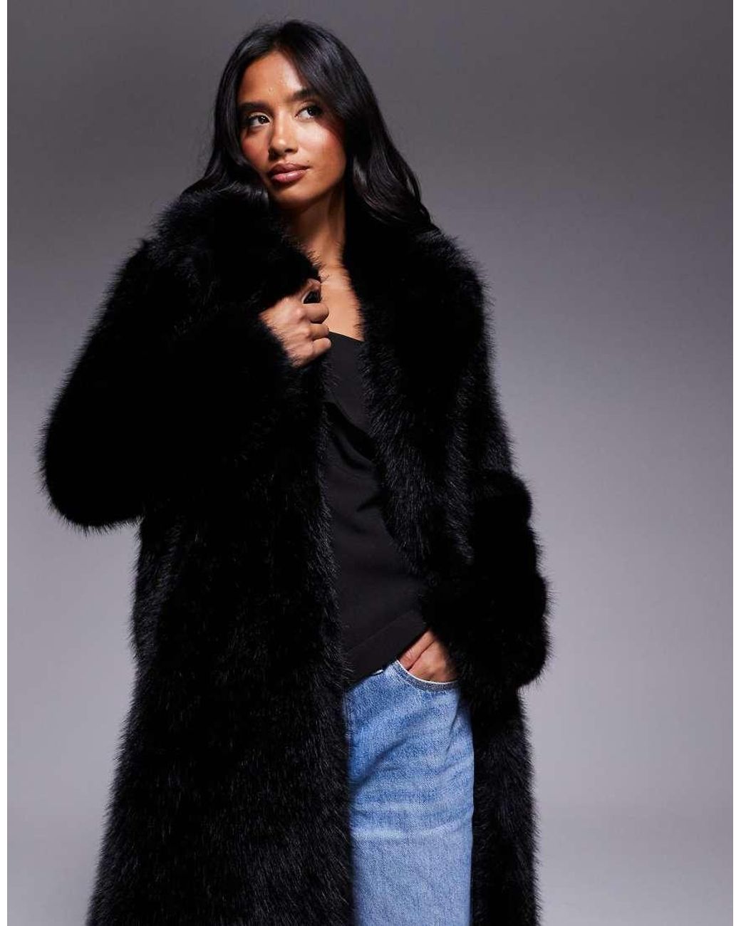 Forever New Blue Faux Fur Coat