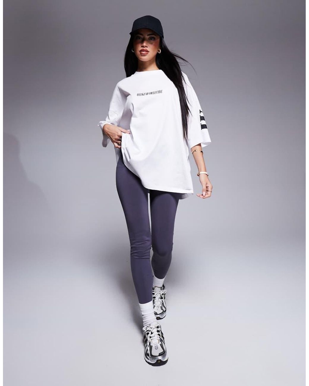 ASOS White Weekend Collective Icon Oversized T-shirt With Stacked Back Logo