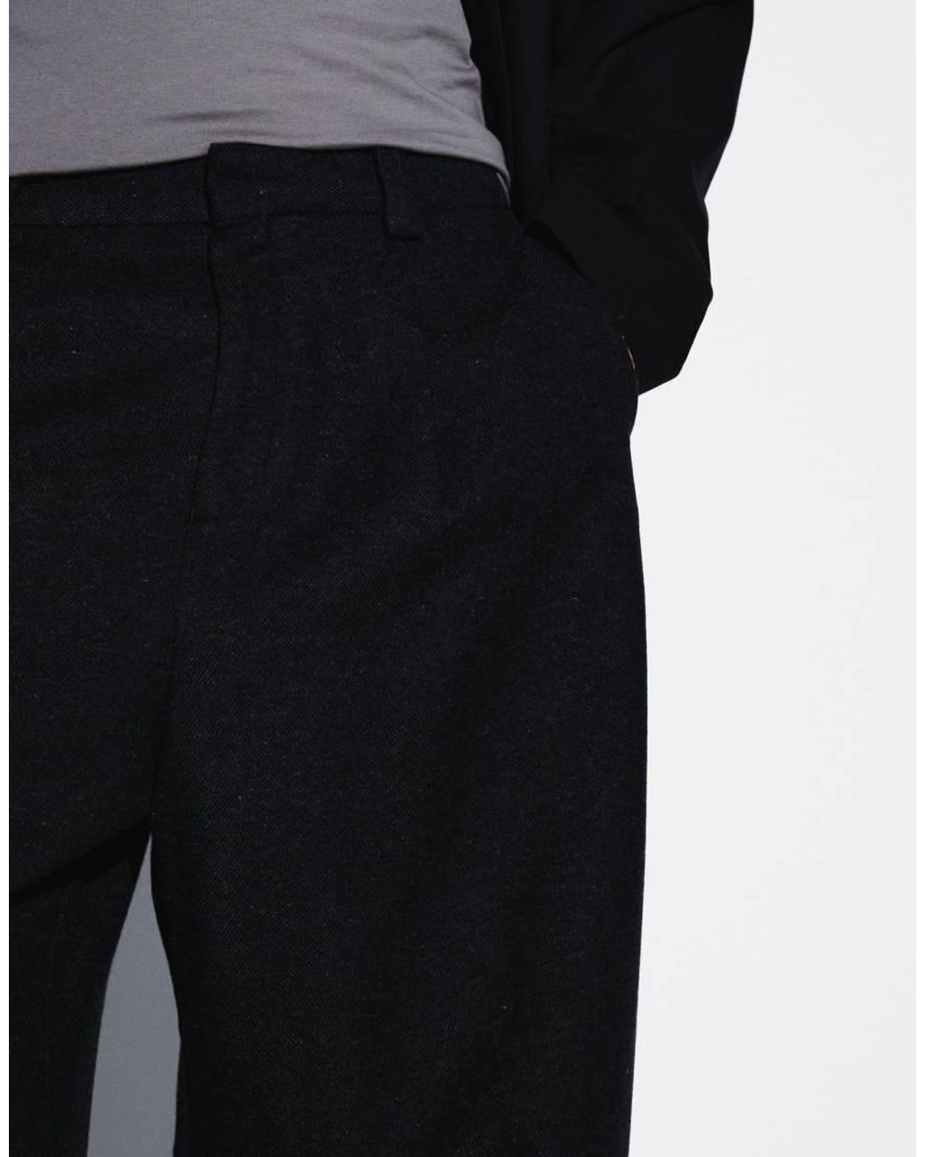 ASOS Blue Tailored Barrel Leg Trousers With Wool for men