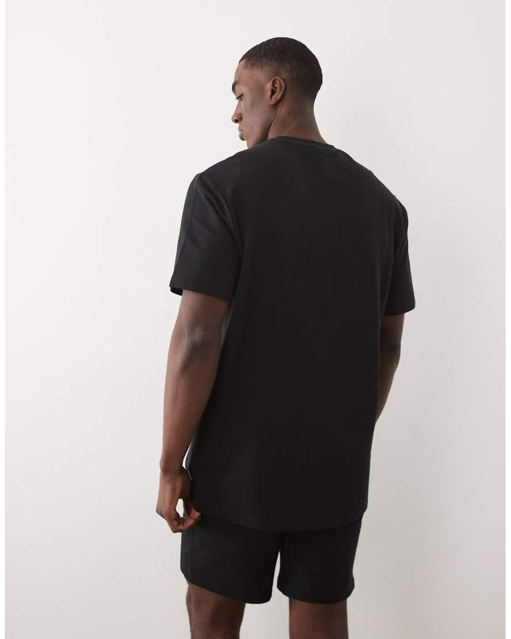 Only & Sons Black Short Sleeve Waffle T-shirt for men