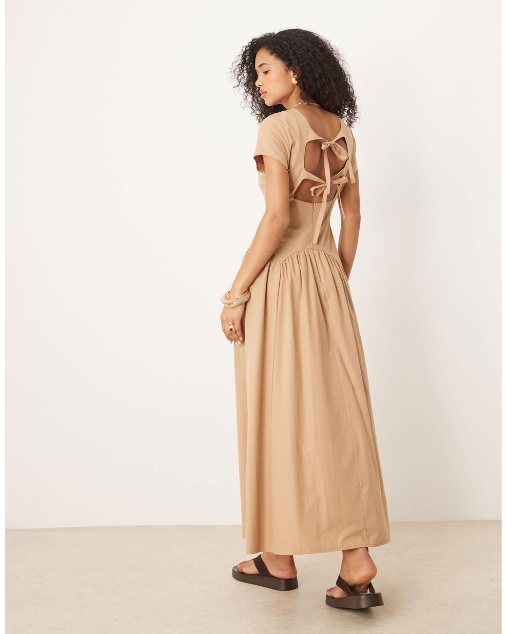 ASOS Dropped Waist T Shirt Maxi Dress in Natural | Lyst