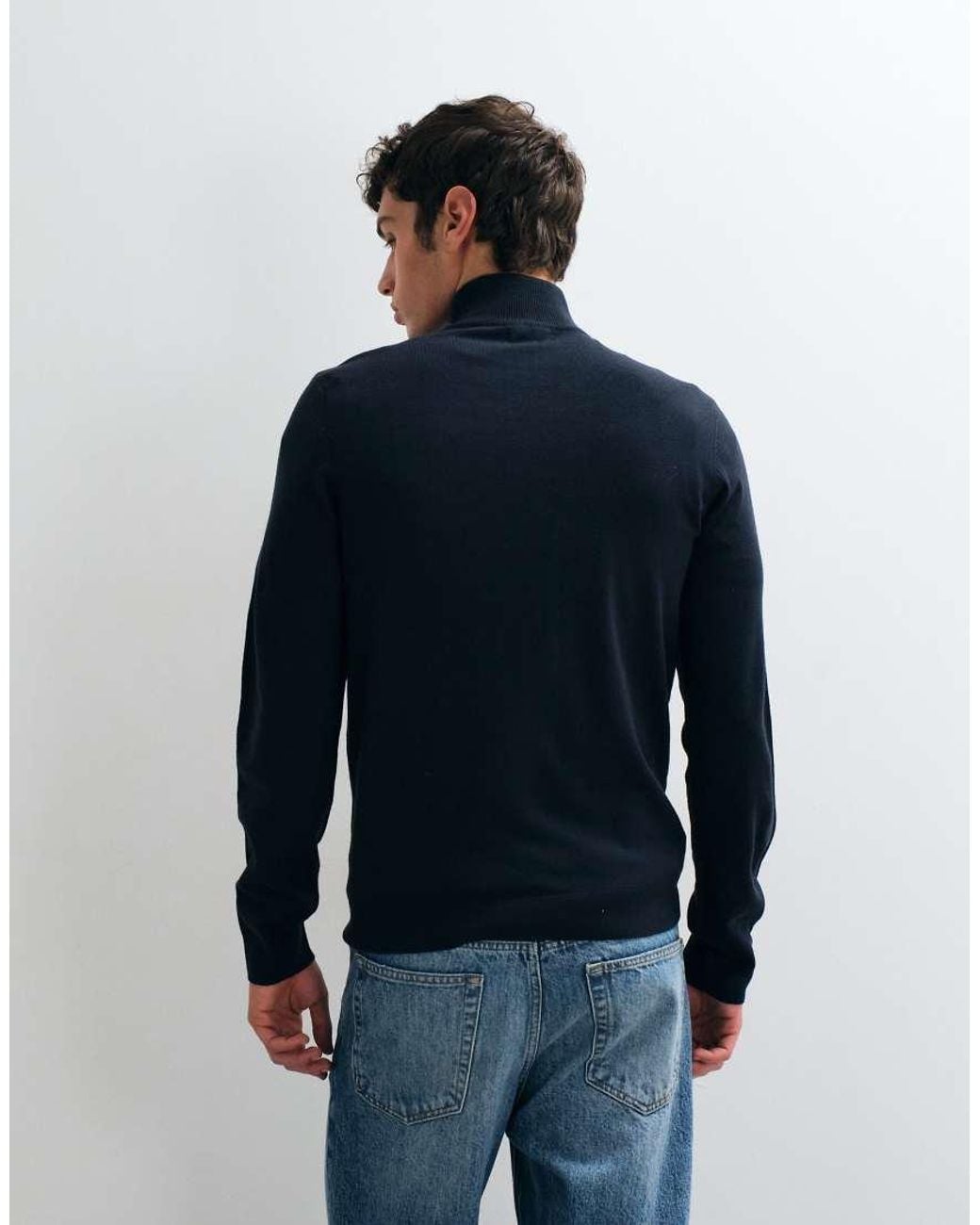 New Look Blue 1/4 Zip Funnel Neck Jumper for men