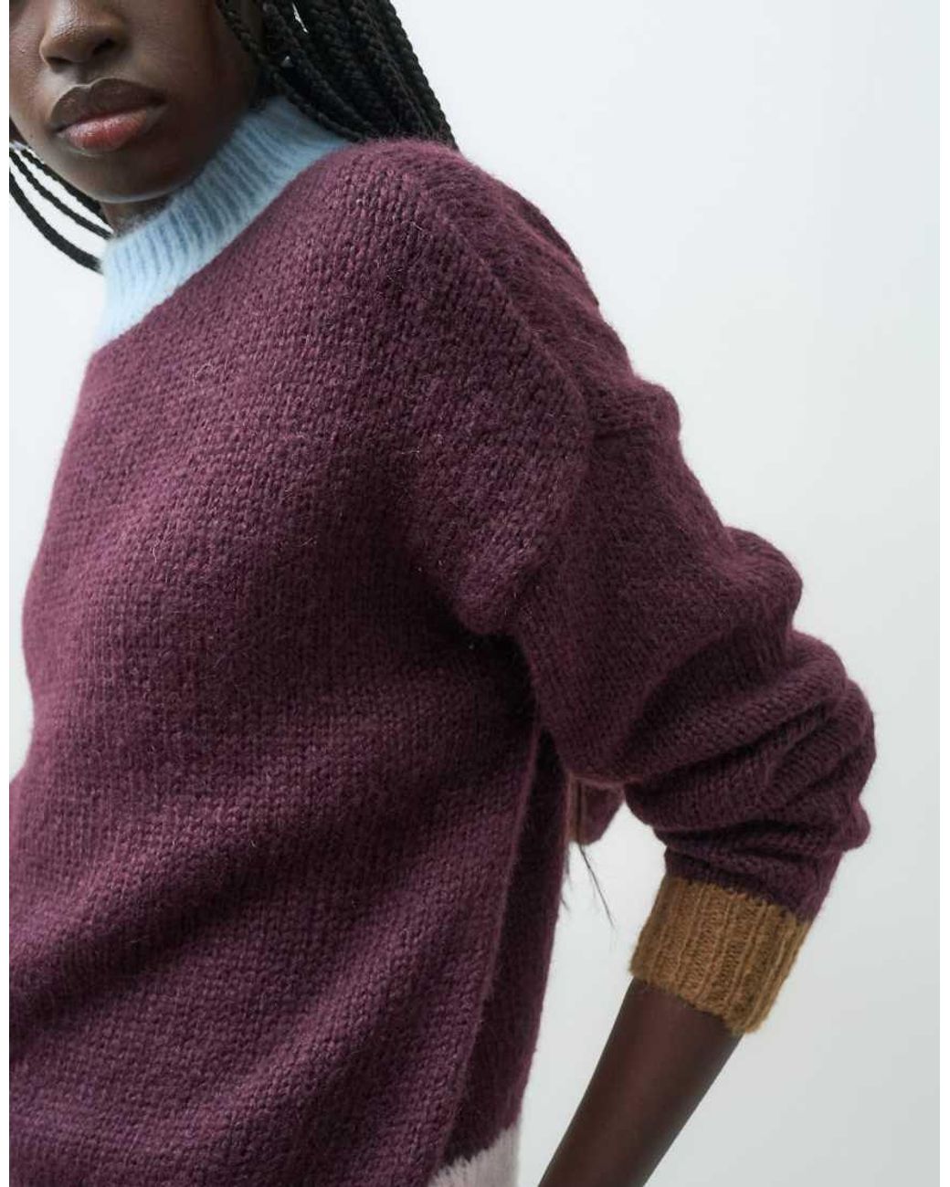 ONLY Purple Contrast Trim High Neck Sweater