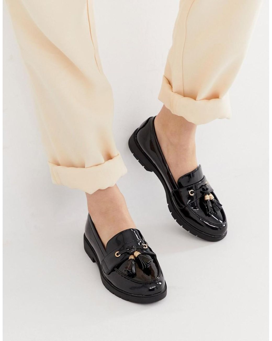 Truffle Collection Tassel Loafers in Black | Lyst