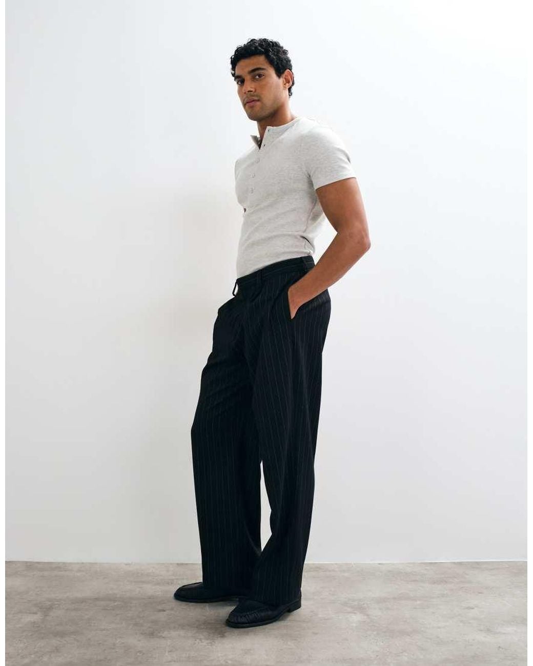 ASOS Blue Wide Suit Trouser for men
