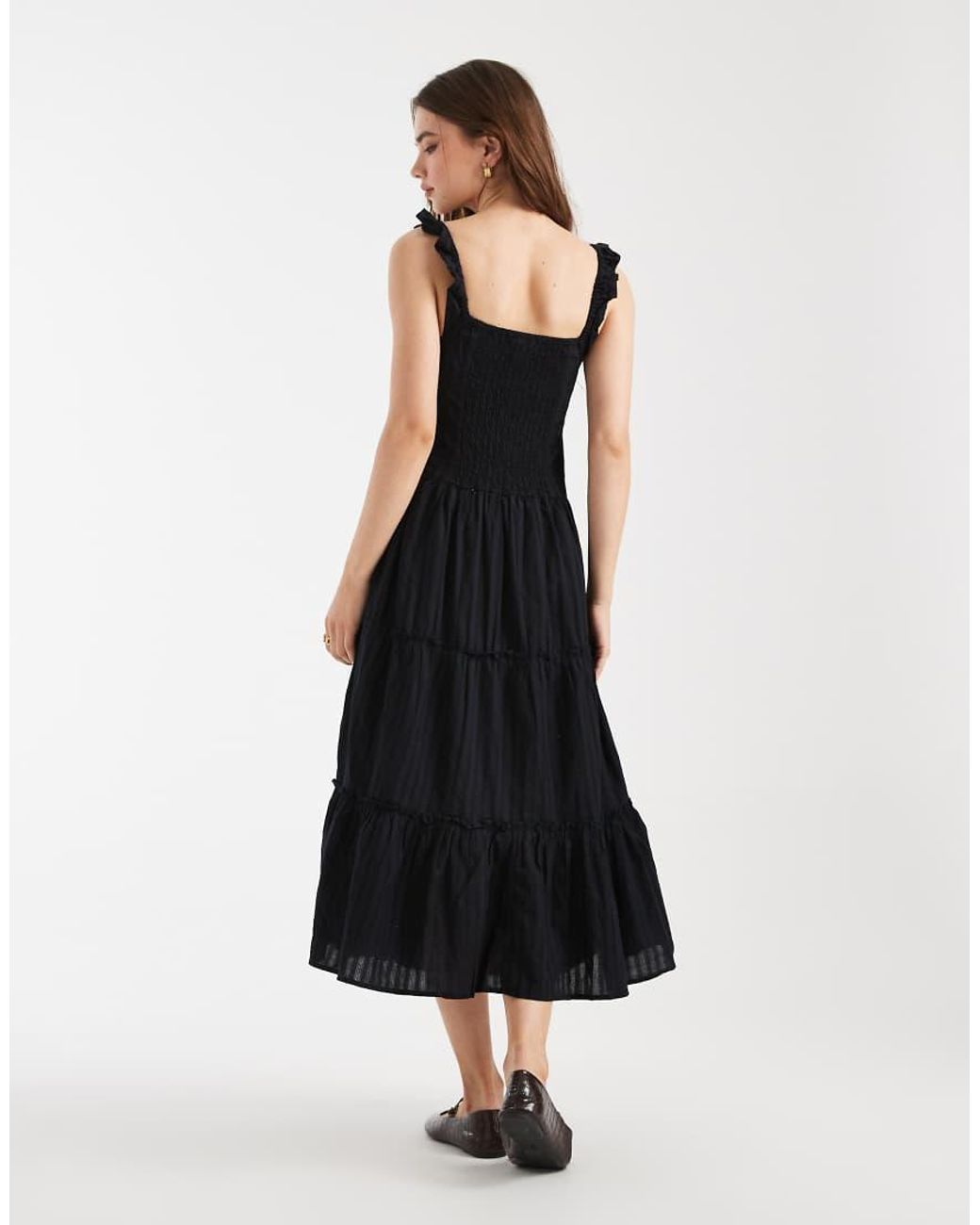 Cotton On Black Skye Corset Detailing Midi Dress