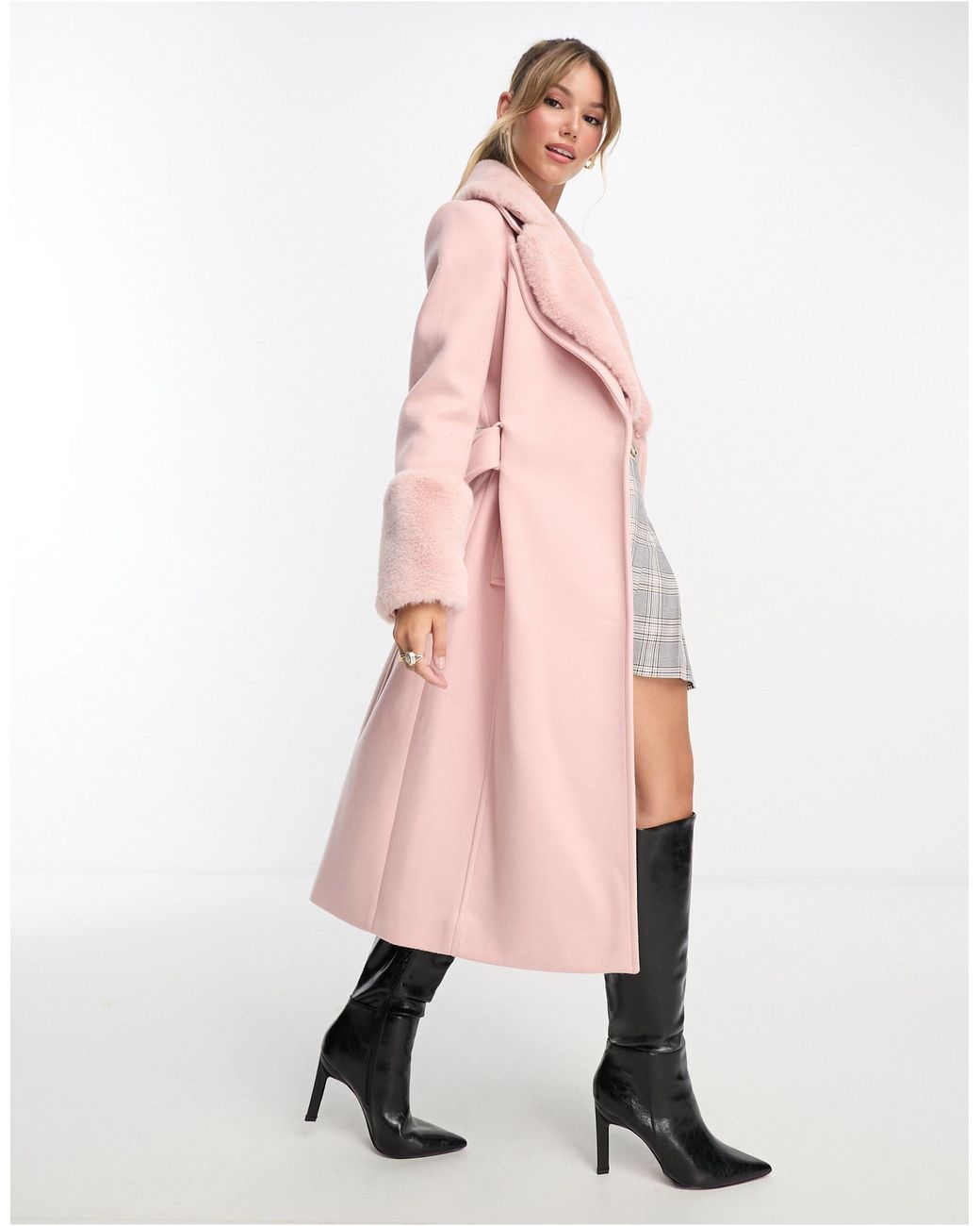 Forever New – midi-mantel aus kunstpelz in Pink | Lyst AT