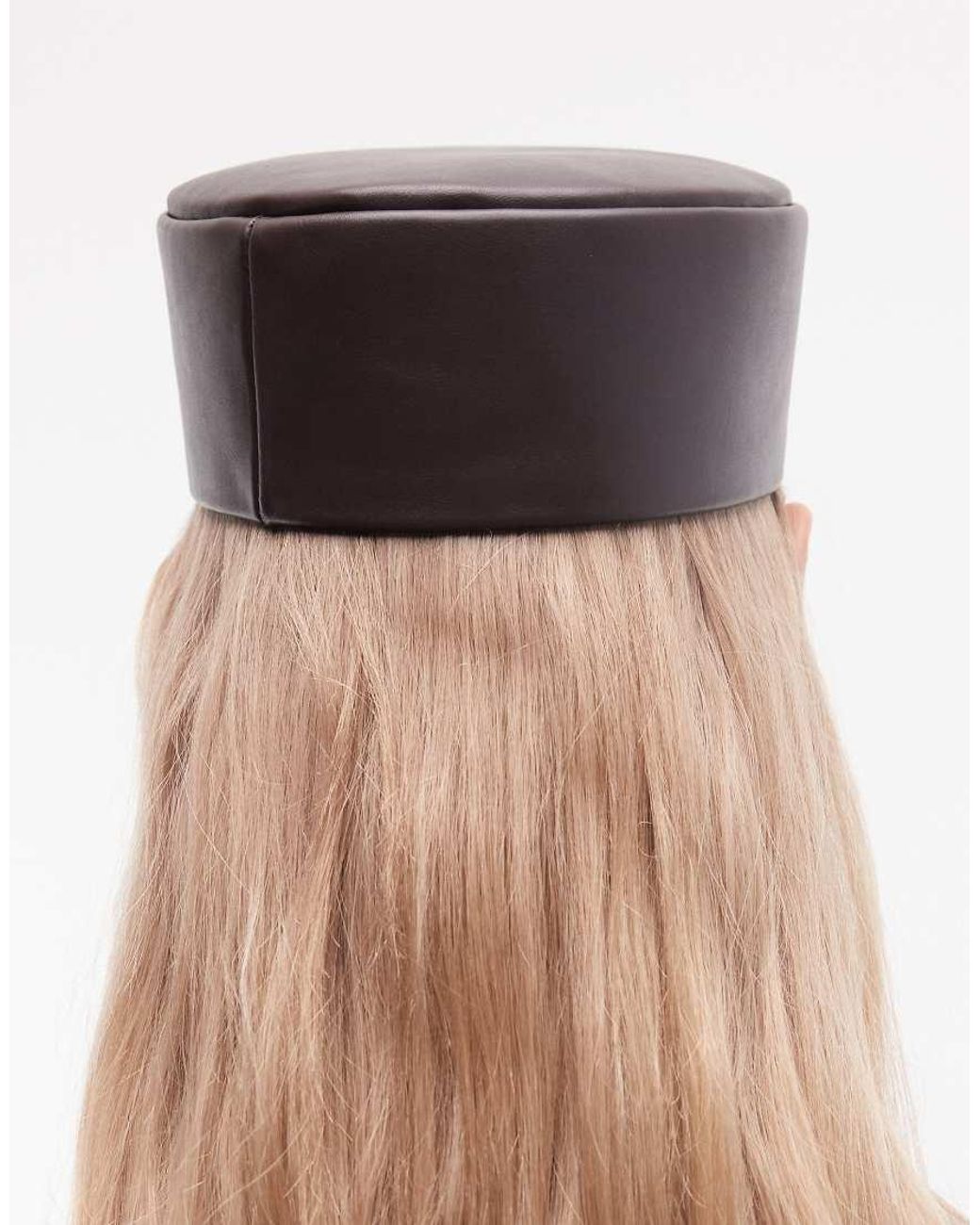 ASOS Gray Leather Pillbox Hat for men