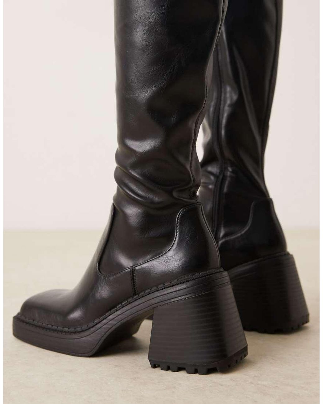 ASOS Black Wide Fit Charly Heeled Knee Boots