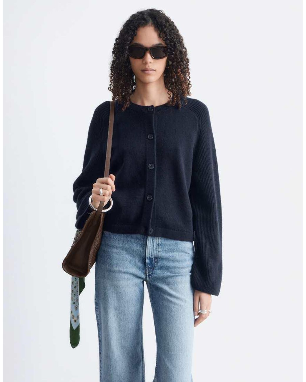 & Other Stories Blue Cotton And Wool Blend Cardigan