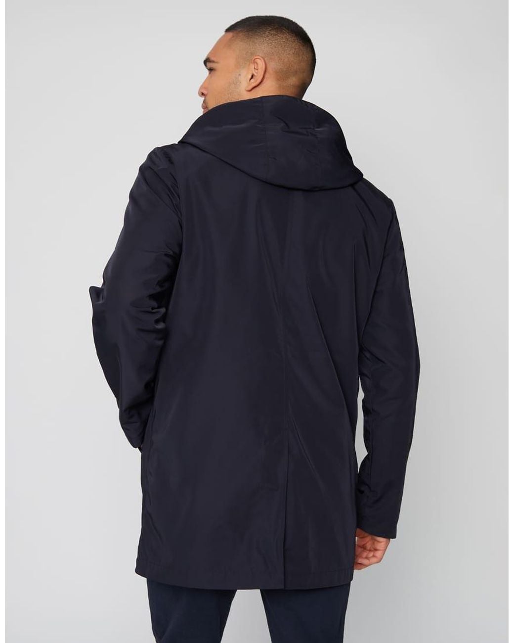 Threadbare Blue Showerproof Zip Up Hooded Raincoat for men