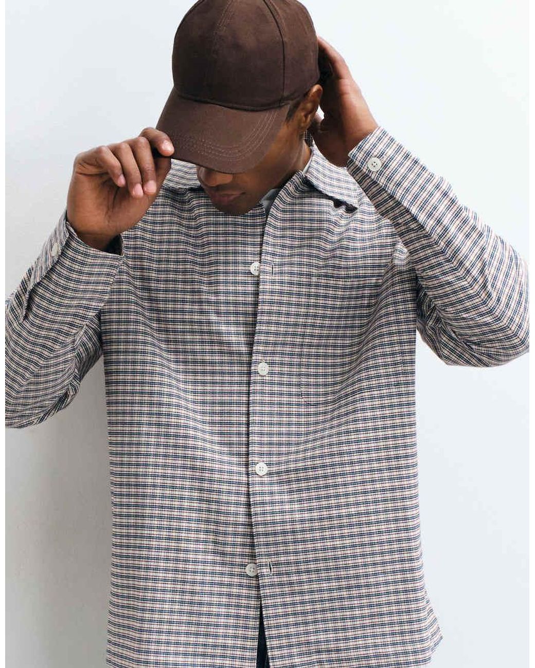 SELECTED Gray Brushed Cotton Oxford Shirt for men