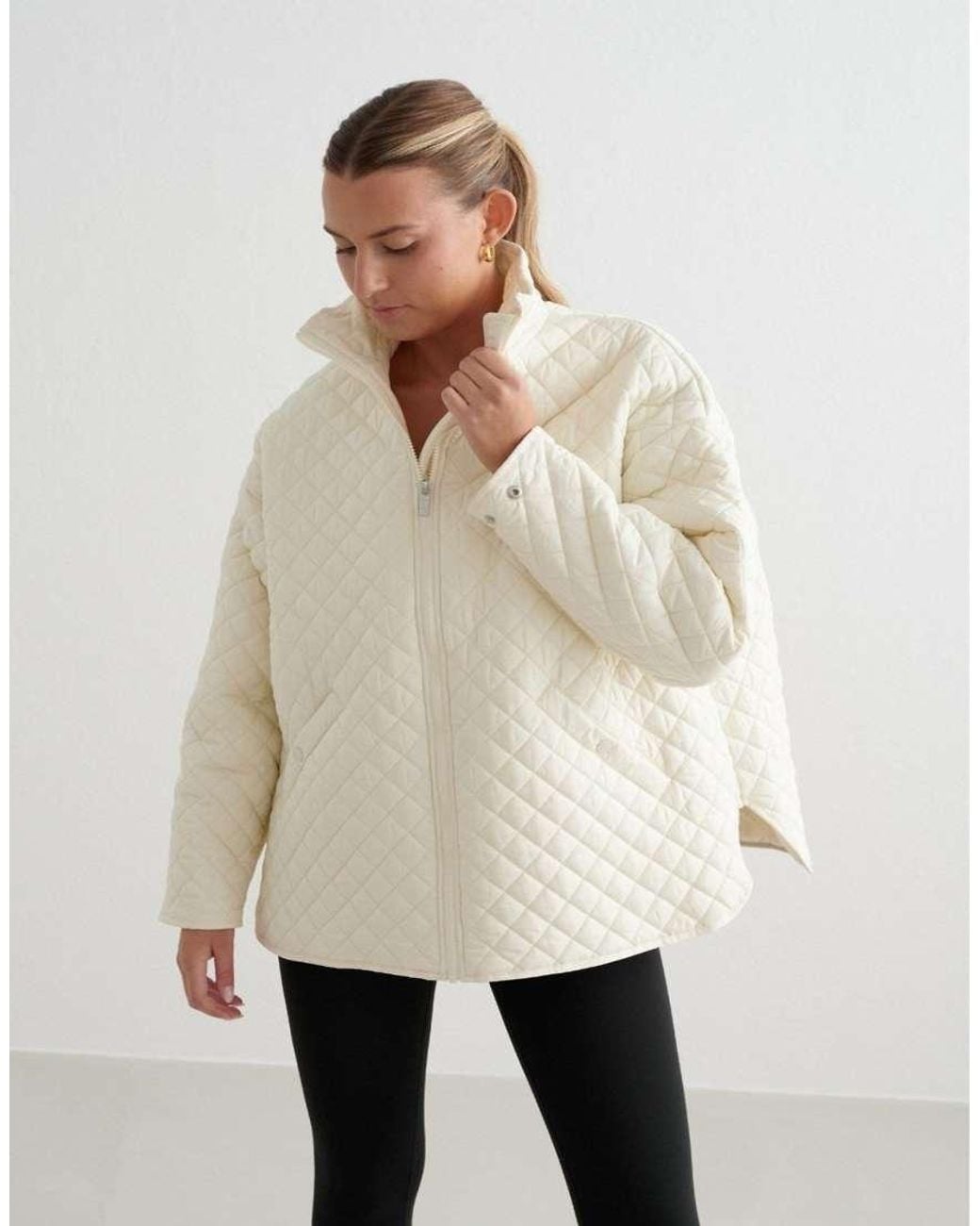Aim'n Natural Almond Oversized Quilted Jacket