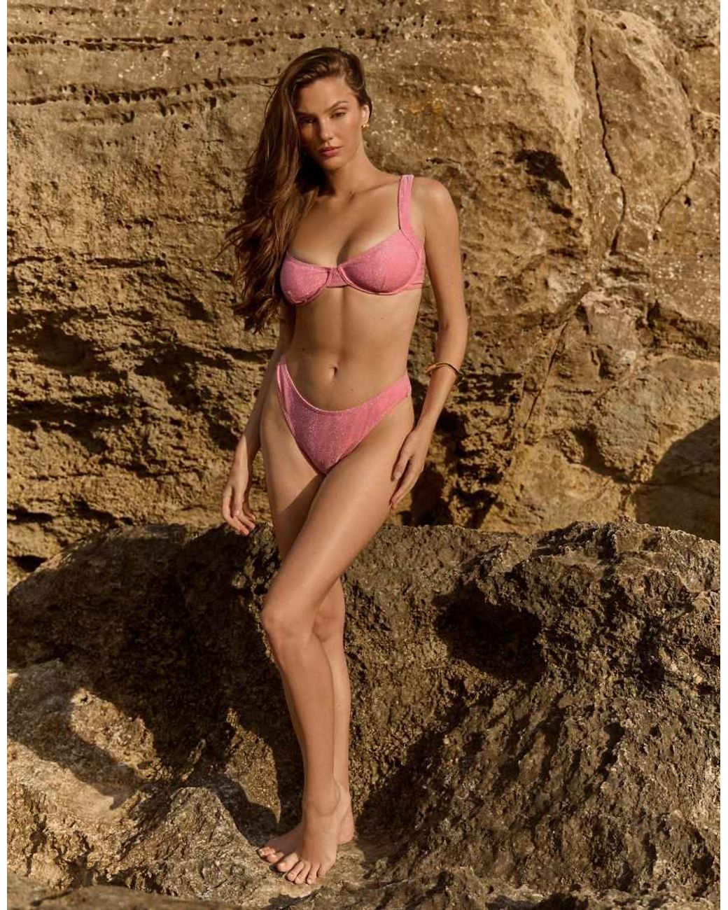 The Frolic Metallic Exclusive Glitter High Leg Bikini Bottoms