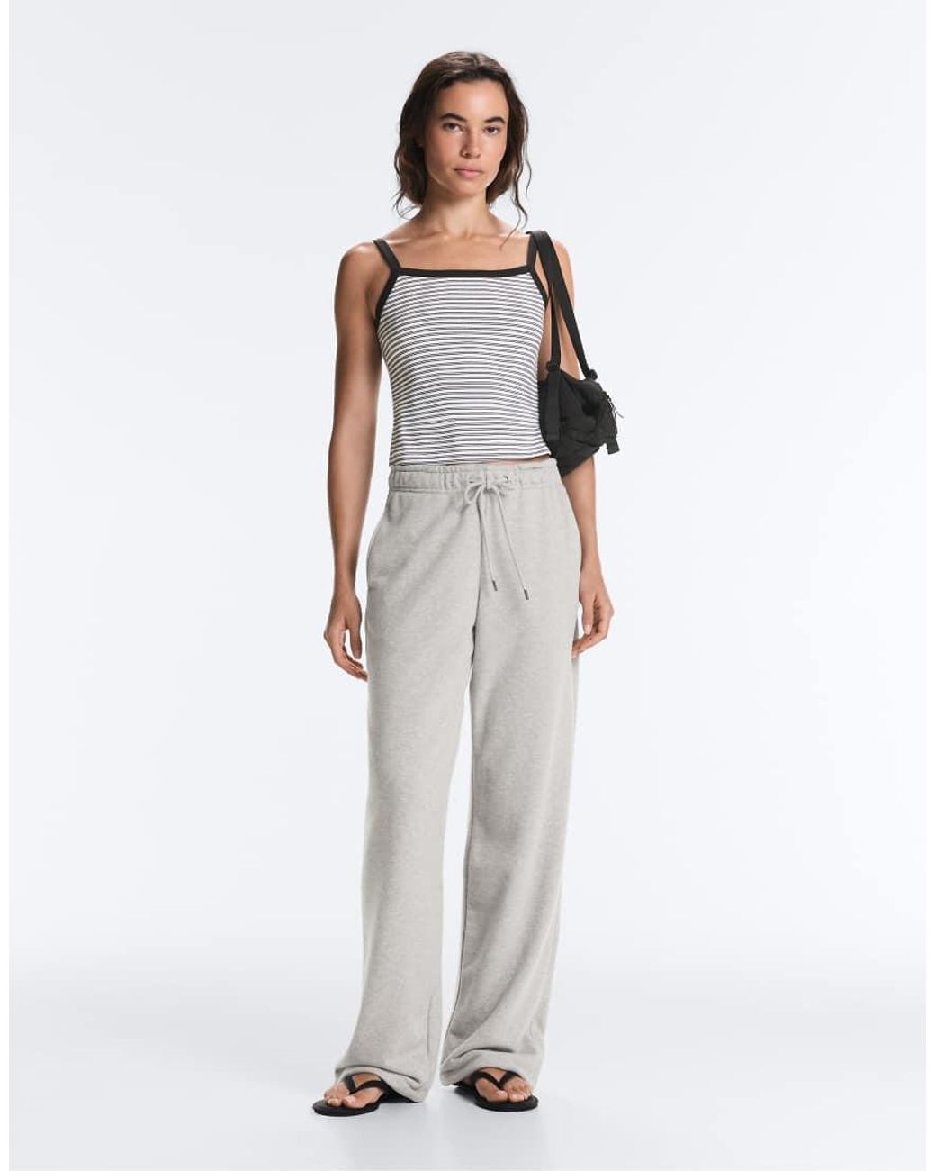 Oysho White Cotton-Blend Fleece Joggers