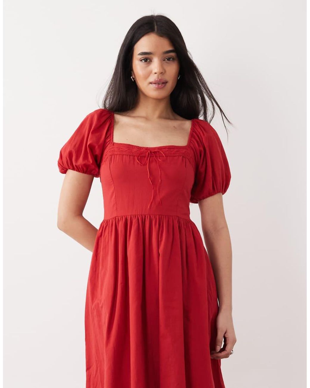 Abercrombie & Fitch Red Milkmaid Maxi Dress