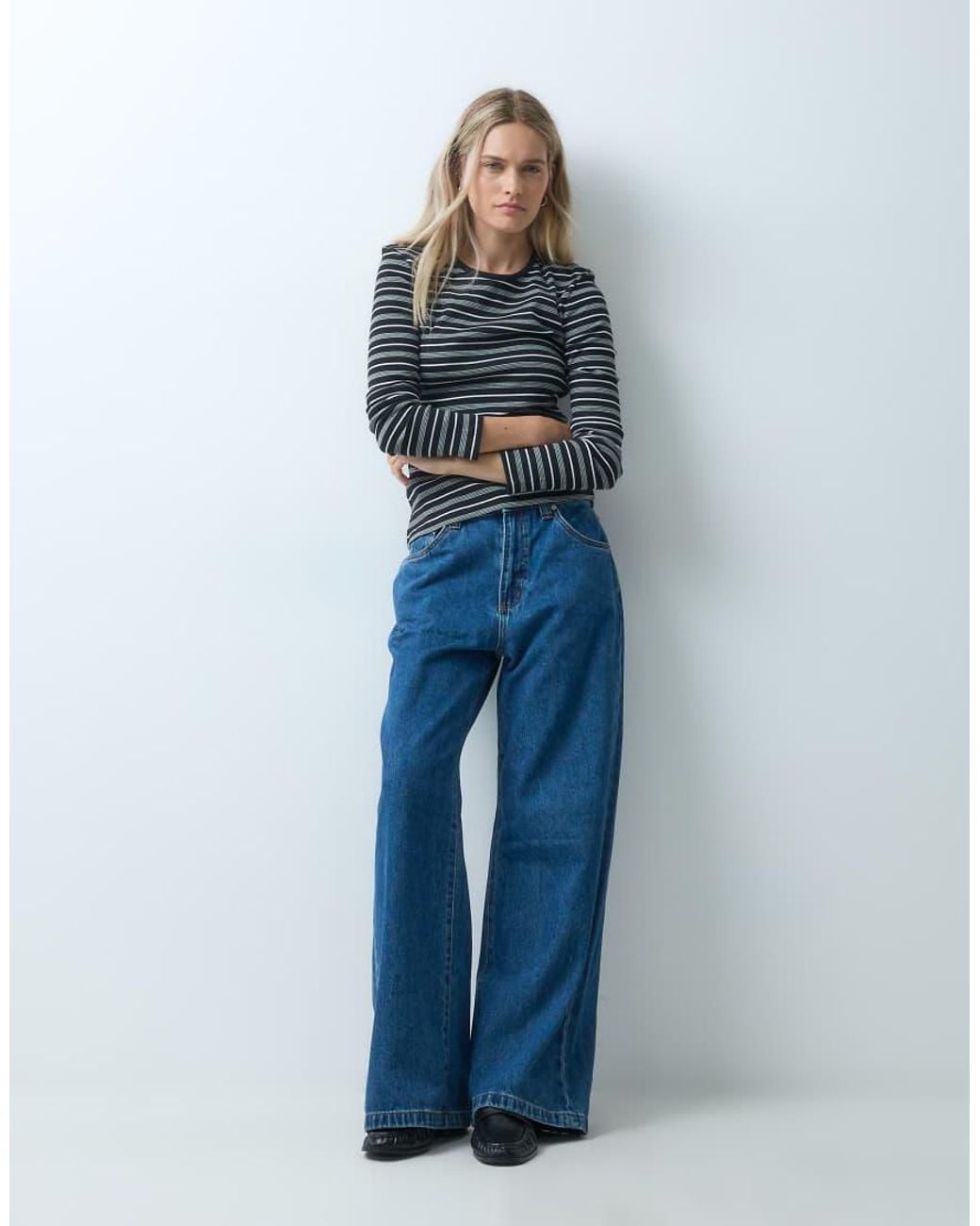 & Other Stories Blue Rib Long Sleeve T-shirt