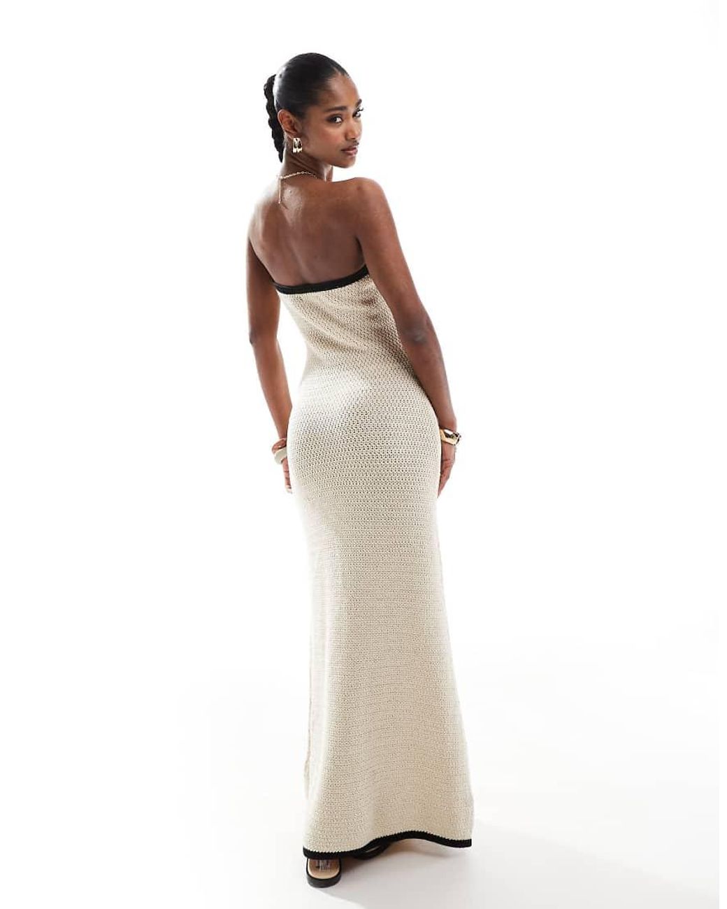 4th & Reckless Contrast Edge Tie Front Crochet Beach Maxi Dress in White |  Lyst UK