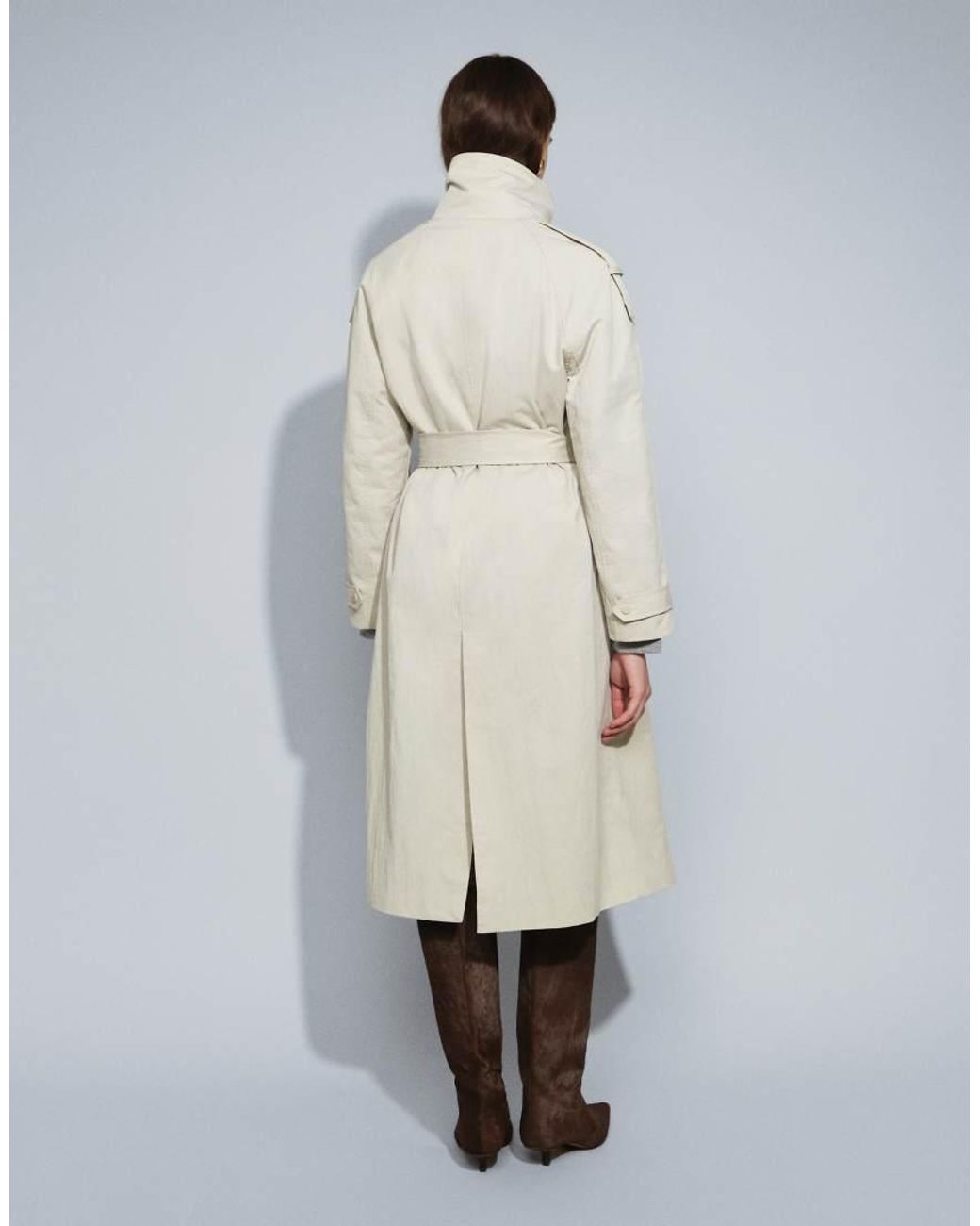 ASOS Natural Funnel Neck Longline Trench Coat