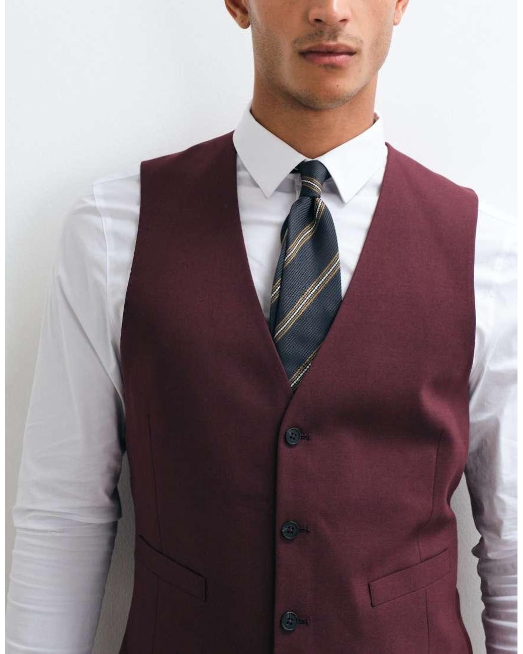 ASOS Purple Skinny Suit Waistcoat for men