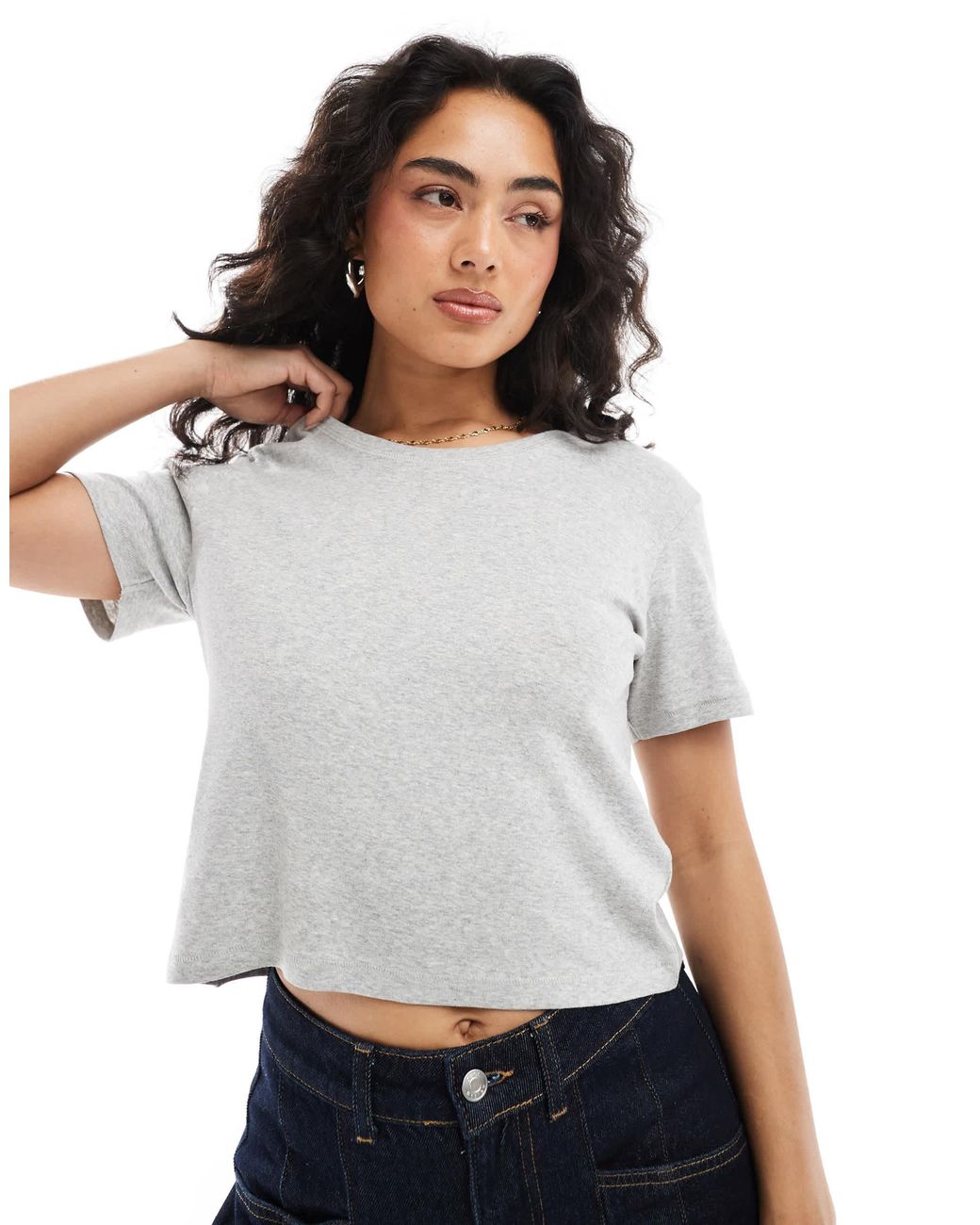 Monki White Shrunken Tee
