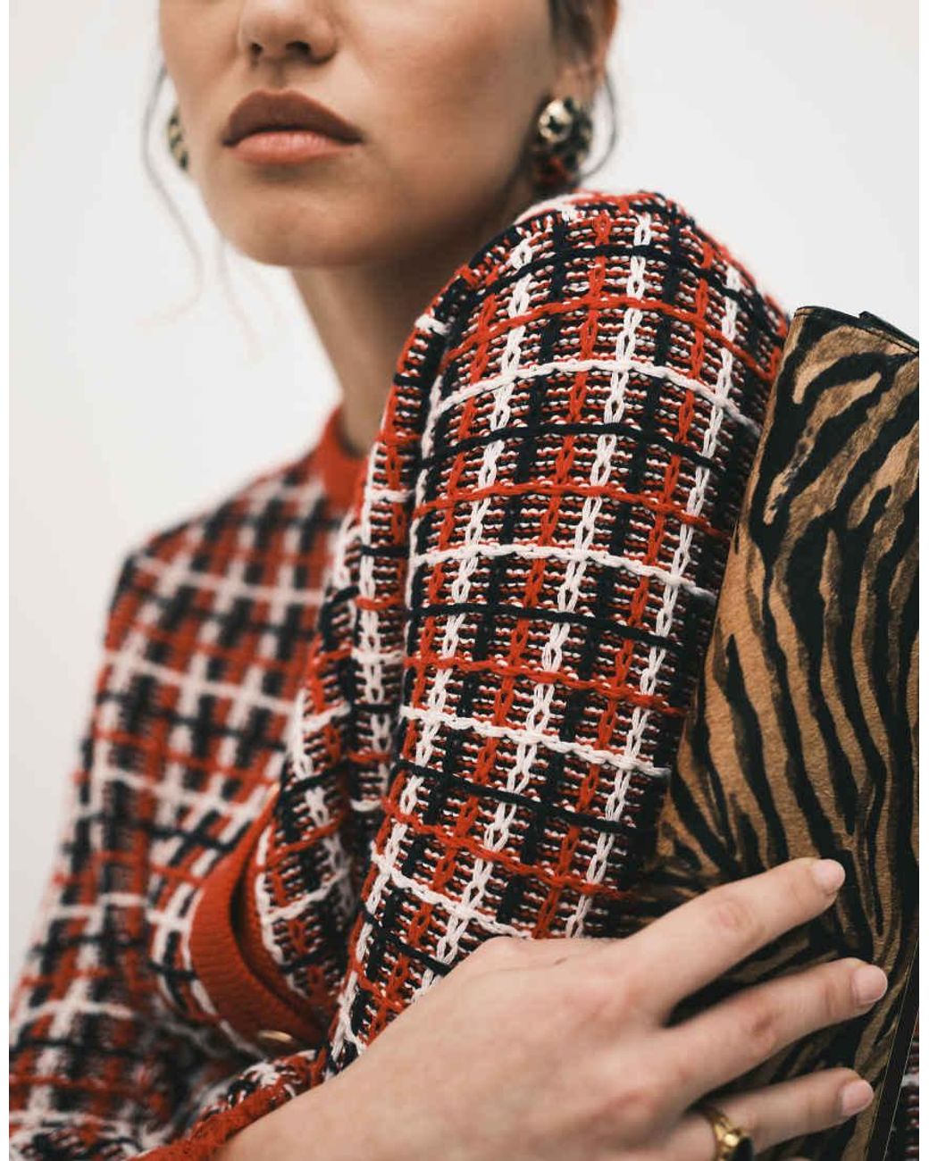 ASOS Red Knitted Tweed Cardigan Co-Ord