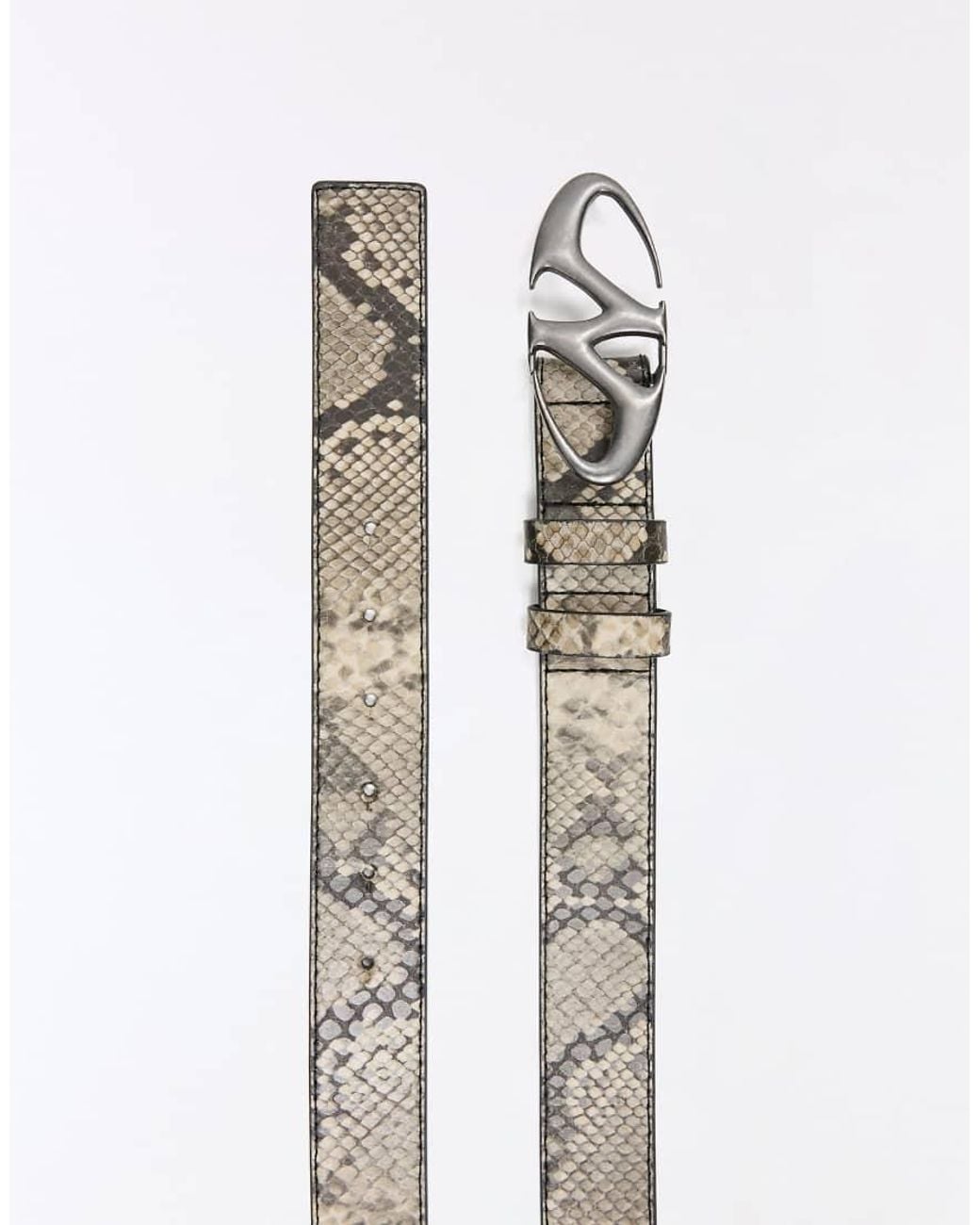 Bershka Gray Animal Print Buckle Belt for men