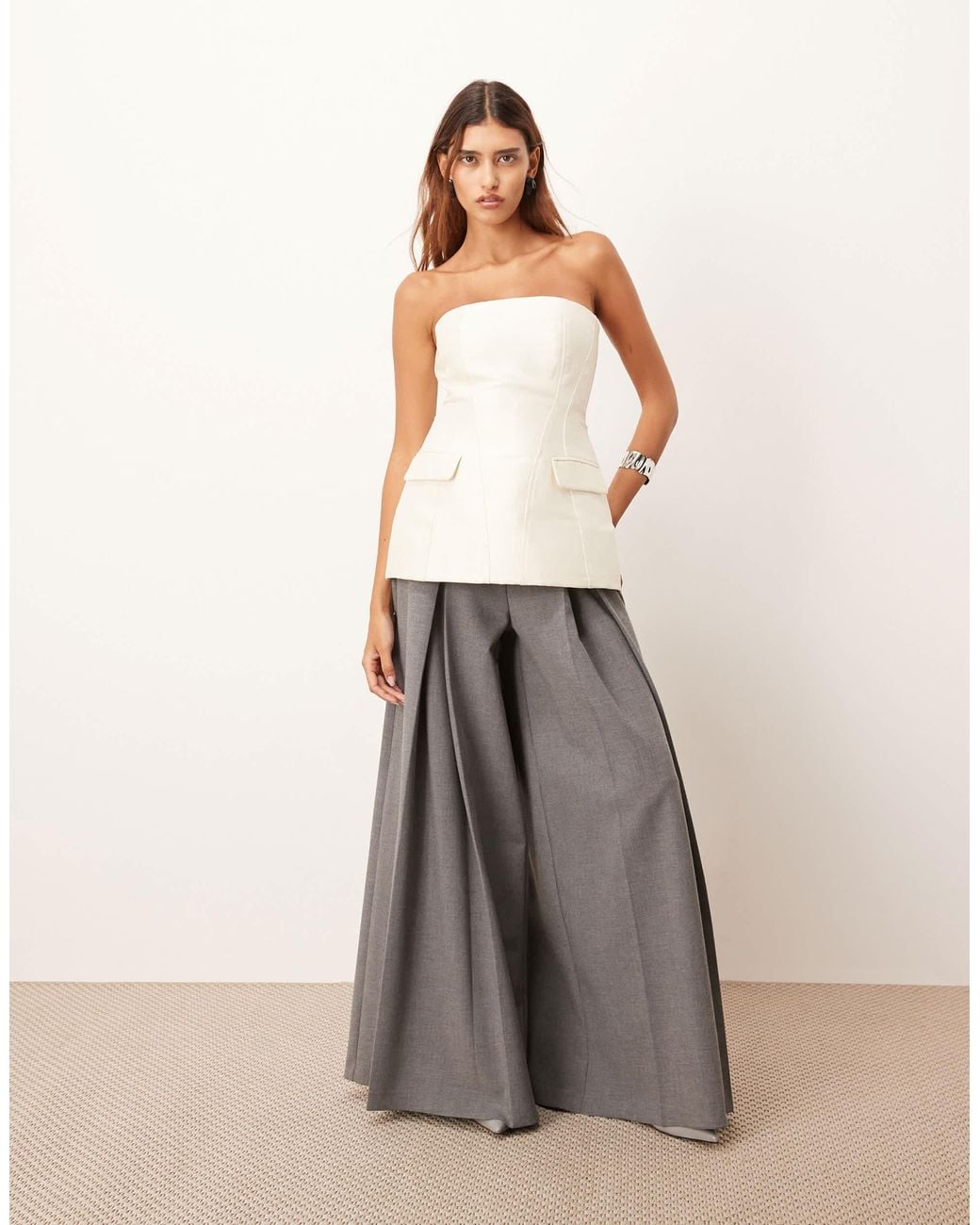 ARRANGE Sculpted Bandeau Top in White | Lyst