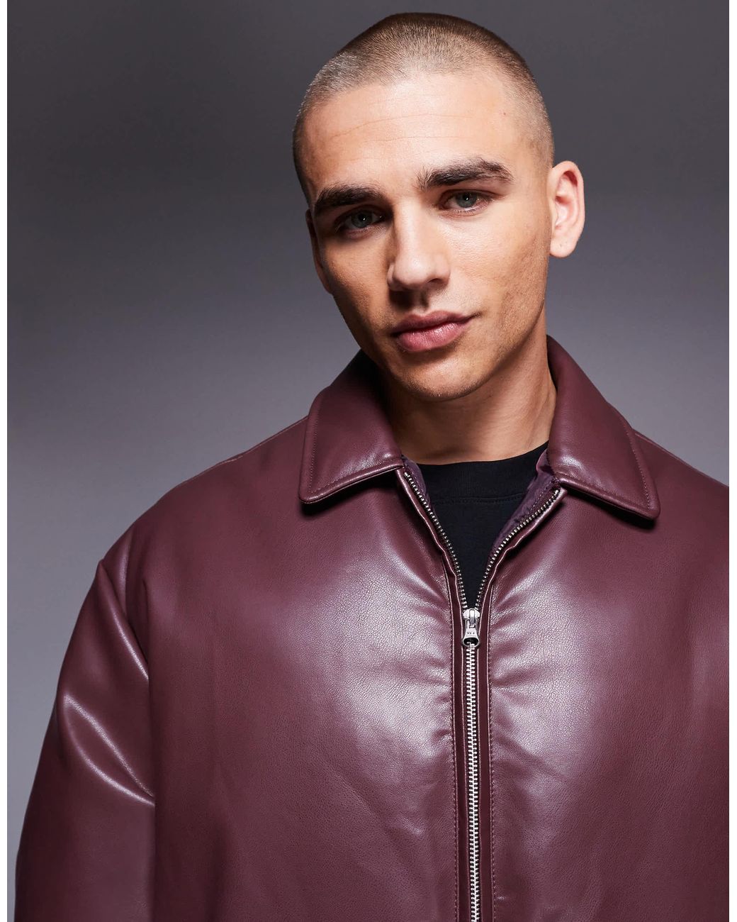 ASOS – bomberjacke aus kunstleder in Purple für Herren