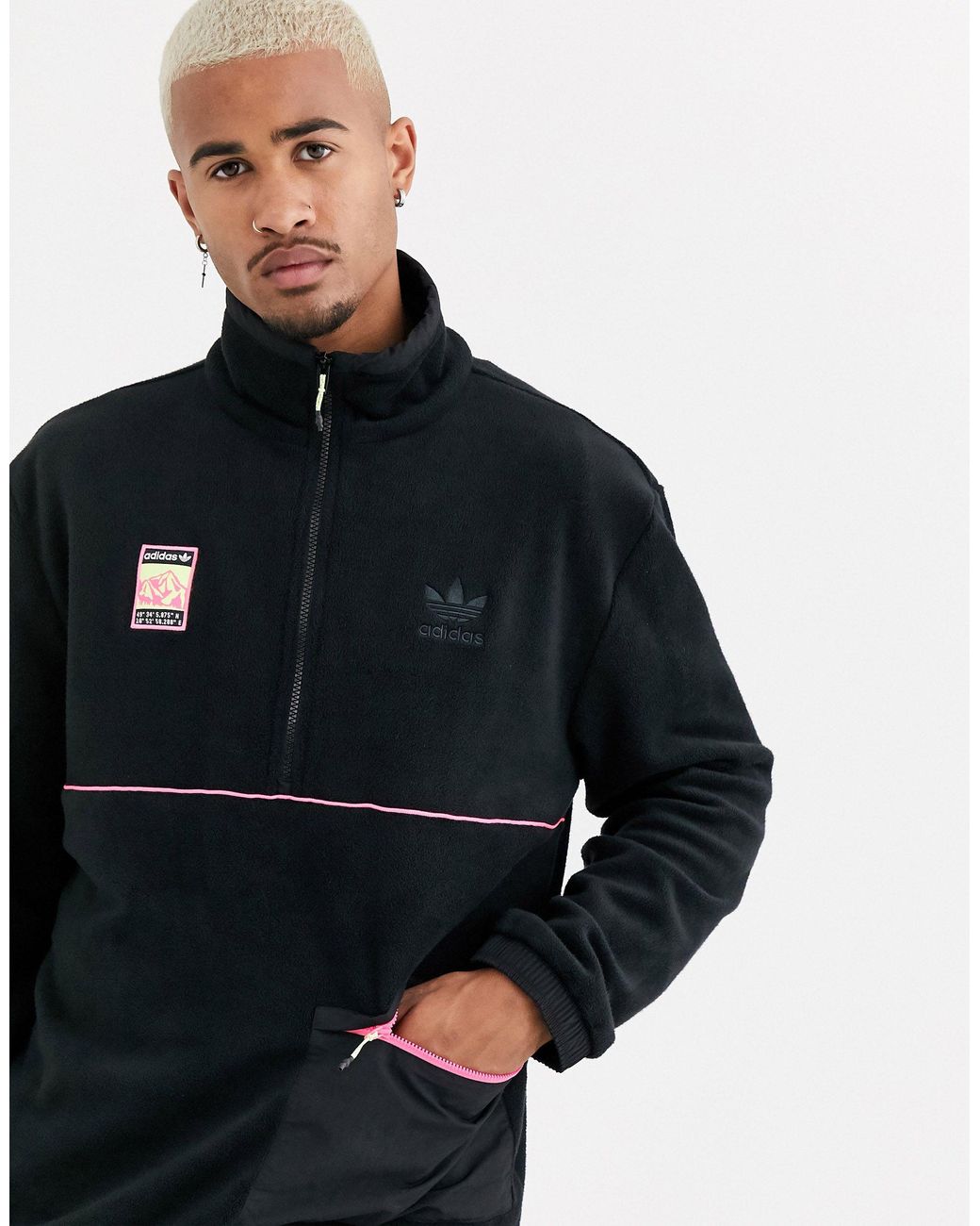 adidas Originals Adiplore Polar Fleece Jacket in Black for Men | Lyst