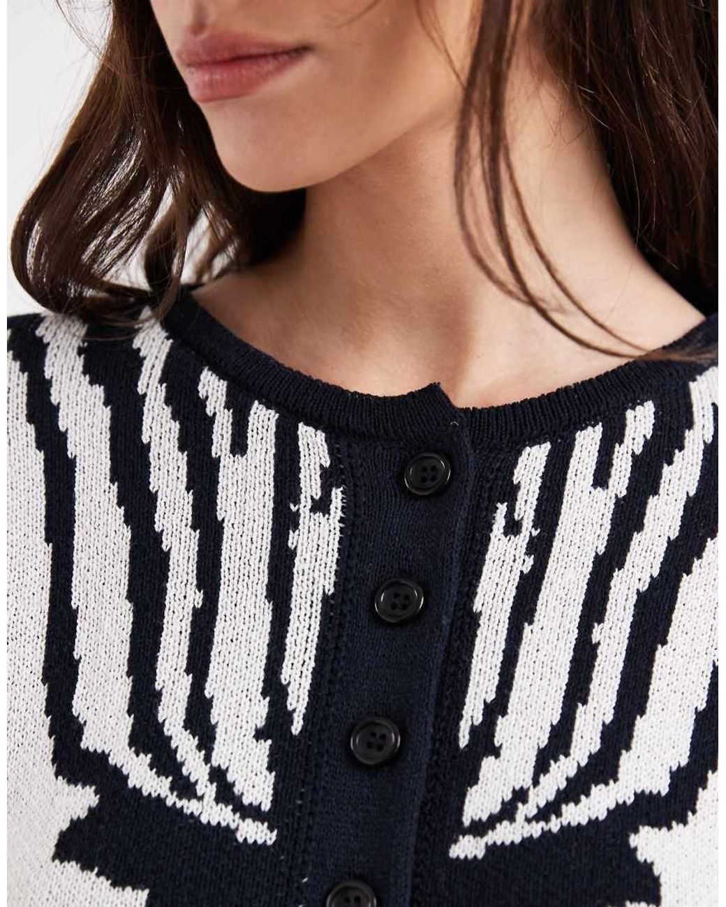 ASOS Black Knitted Cardigan With Zebra Jacquard