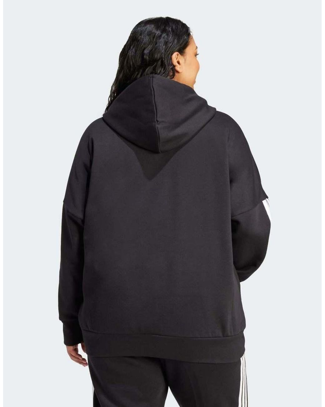 Adidas Originals Blue Essentials 3-Stripes Full-Zip Fleece Hoodie (Plus Size)