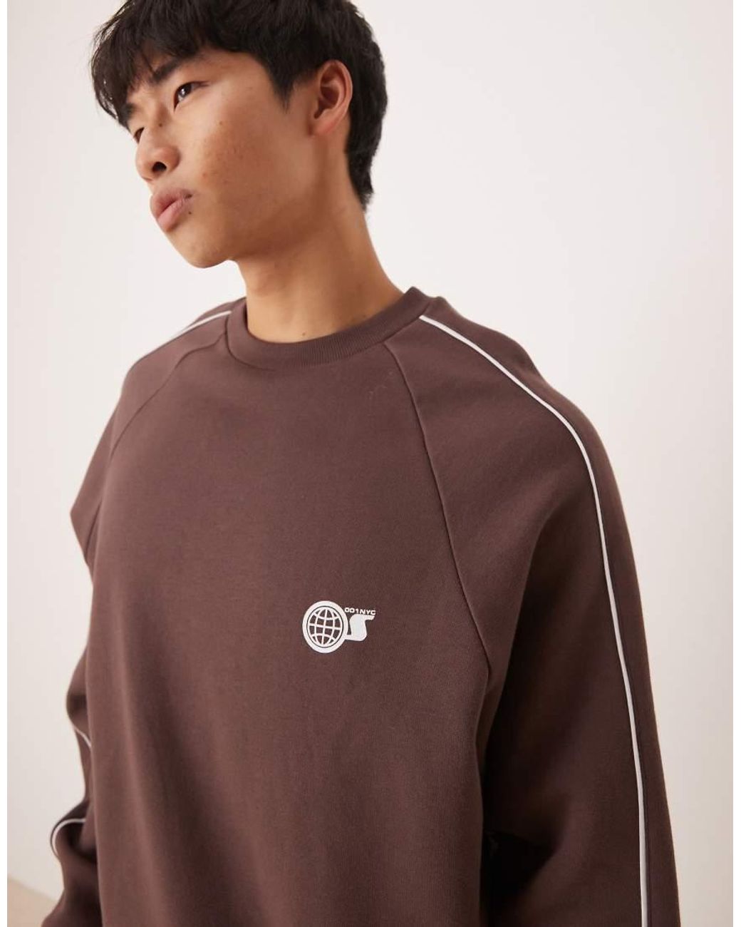 ASOS Brown Sweatshirt With Sporty Print for men