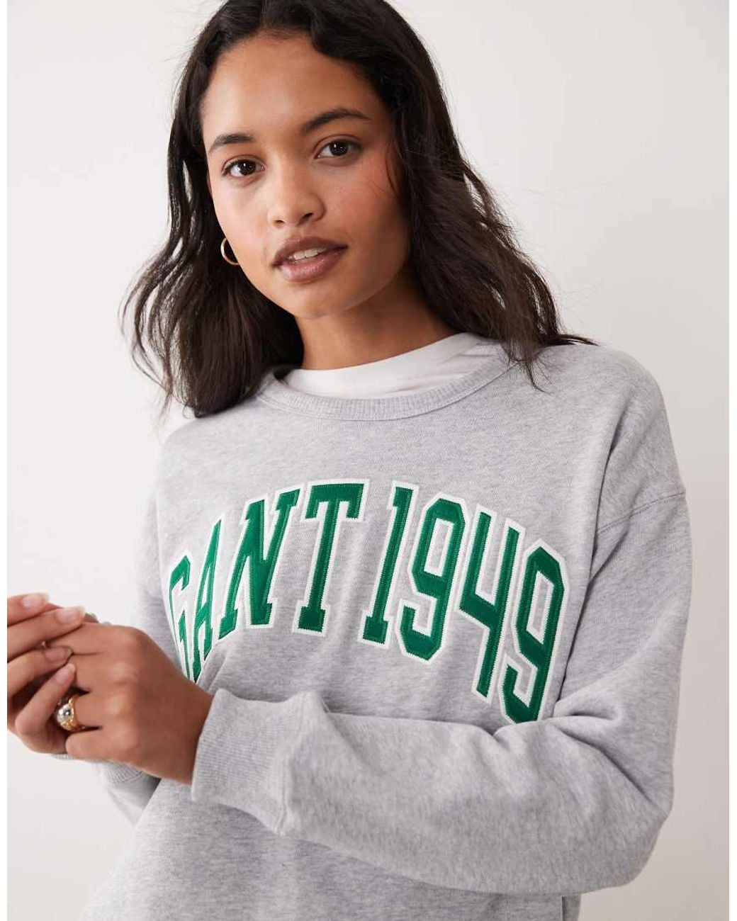 Gant Gray Graphic Logo Crew Neck Sweatshirt