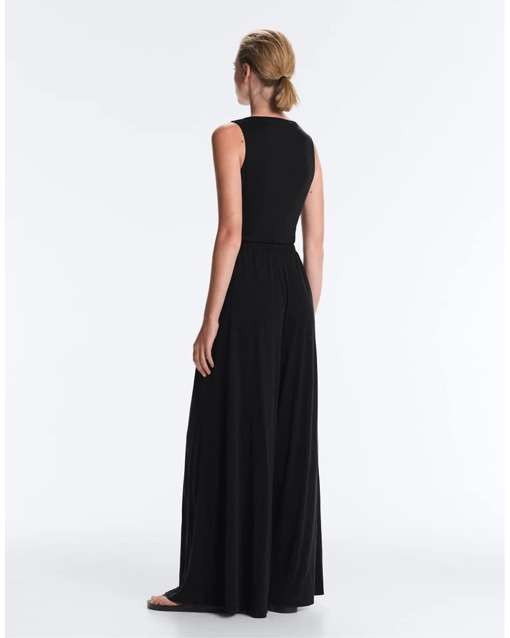 Oysho Black Long Wrap Modal Blend Jumpsuit