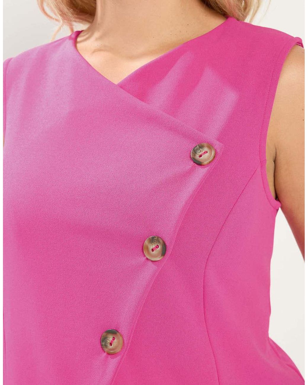 Yours Clothing Pink Asymmetric Button Waistcoat